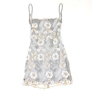 Lucy in the Sky Gray and Gold Floral Mini Dress